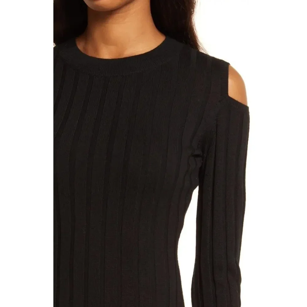 AllSaints Daina Cold Shoulder Merino Wool Sweater Dress - Picture 4 of 10